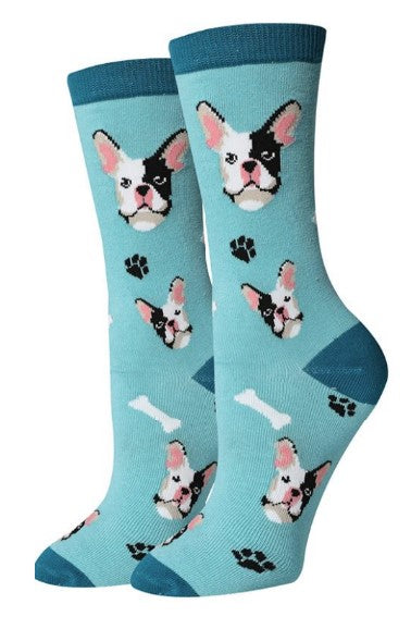 Blue French Bulldog Unisex Crew Socks